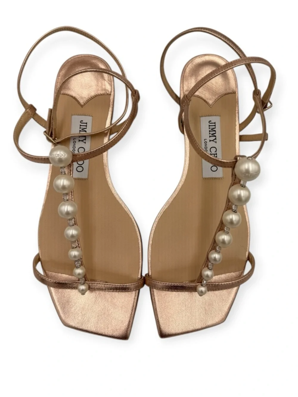 Jimmy Choo Amari Pearl Embellished Sandals Ballet Pink Size 37 NIB - Picture 8 of 15
